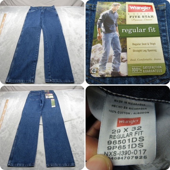 Wrangler Jeans Mens 29x33 Regular Fit Straight Leg Blue Denim Work Rugged NEW - Picture 1 of 12